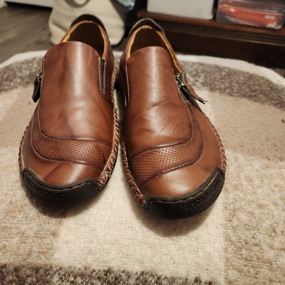 Menico 100% CAOUTCHOUC Sewn Brown Leather Slip On Sport Shoe Sz 46 Mens 12